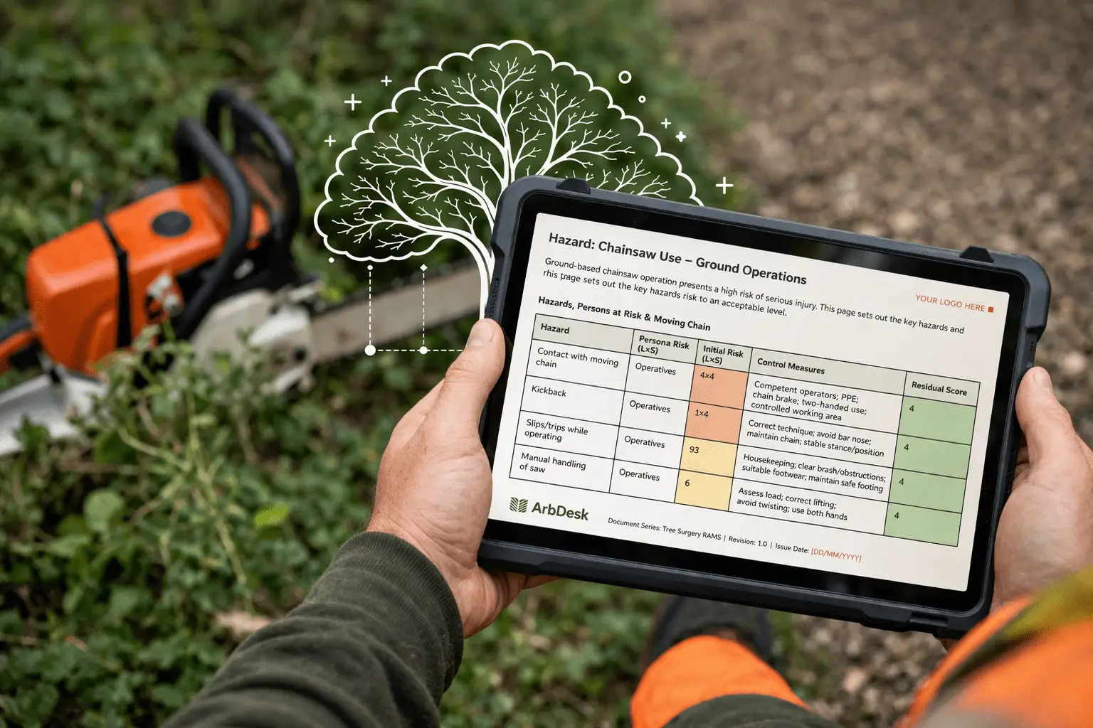ArbDesk RAMS system shown on tablet